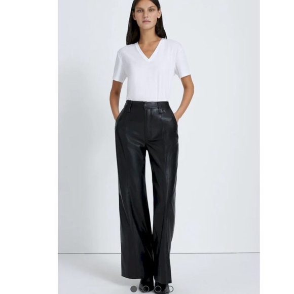 7 For All Mankind Black Vegan Leather Trousers Size Medium - Picture 1 of 5